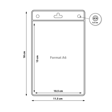 Porte badge souple transparent pour vos documents A6 - dimension